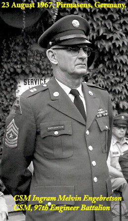CSM (Ret) Ingram Melvin Engebretson, 97th EBC, deceased 16 July 2000, Tacoma, WA