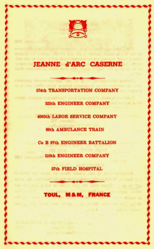 Jeanne d-ARC Caserne Hospital, Toul, France, list of assigned units