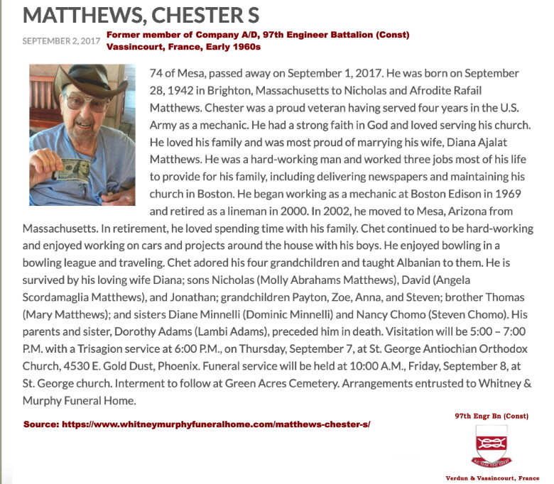 Obituary, Chester S. Matthews, 2017 Obituary, Chester S. Matthews, 2017