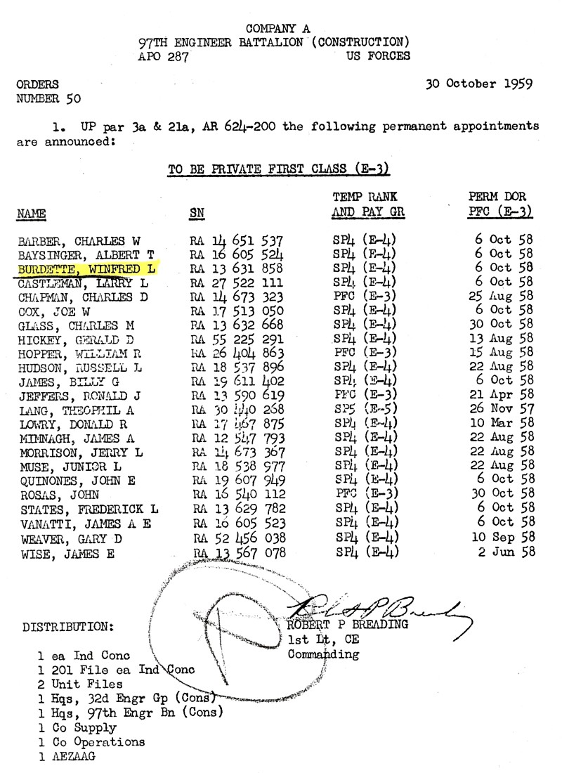 SO 50, dated 30 Oct 1959