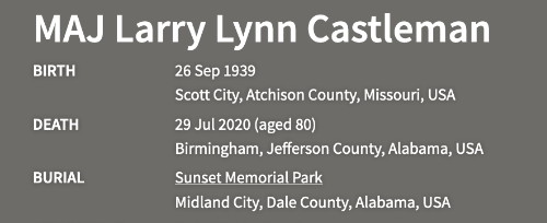 Major (Retired) Larry Lynn Castleman Major (Retired) Larry Lynn Castleman