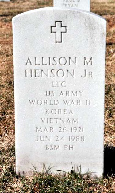 Gravestone for LTC Allison M. Henson, Jr., Arlington National Cemetery Gravestone for LTC Allison M. Henson, Jr., Arlington National Cemetery