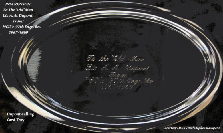 97th EBC calling card tray presented to LTC Albert Dupont 97th EBC calling card tray presented to LTC Albert Dupont