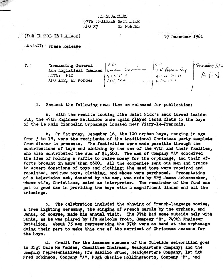 97th Engr Bn Order sent by Harry Puncec