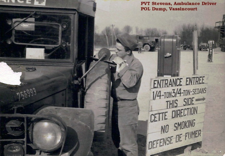 PVT Stevens, ambulance driver, at the POL Dump