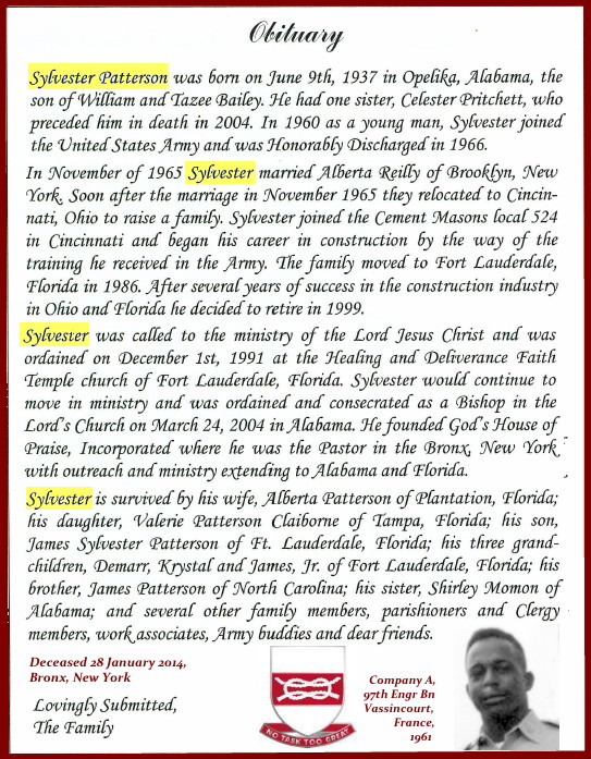 Sylvester Patterson, deceased 28 January 2014, graphics added by his friend and webmaster, Don Ricks