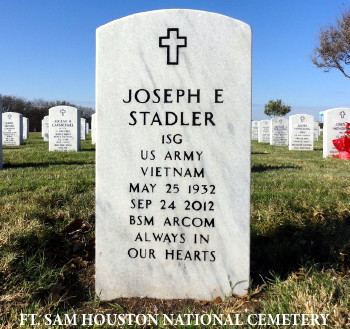 1SG Joseph E. Stadler, burial place, Fort Sam Houston, San Antonio, TX, 2012 1SG Joseph E. Stadler, burial place, Fort Sam Houston, San Antonio, TX, 2012